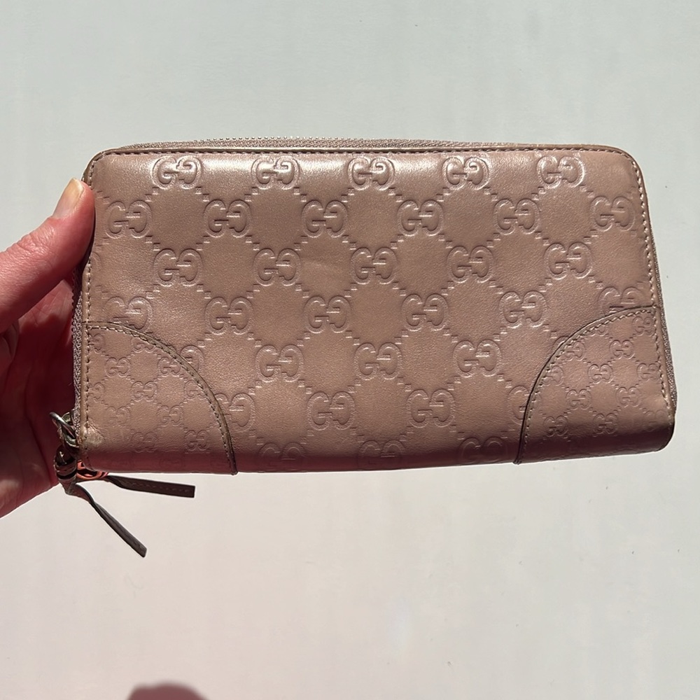 Authentic Gucci Guccissima Large Blush Pink Nude Zip Around Continental Wallet - Picture 3 of 17